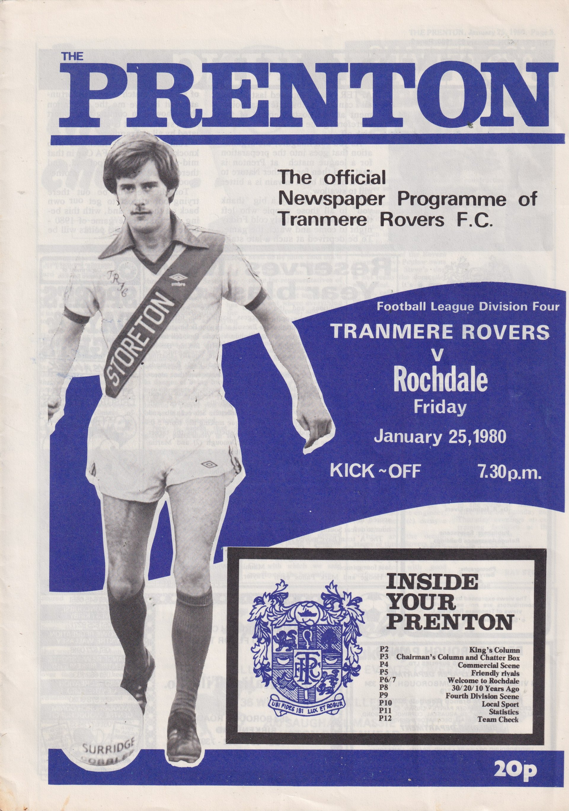 Tranmere Rovers v Rochdale match programme